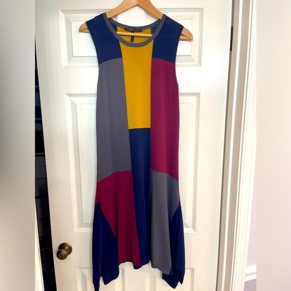 Gorgeous BCBG Max Azria Geometric Color Block Asymmetrical Hem Dress - Picture 1 of 5